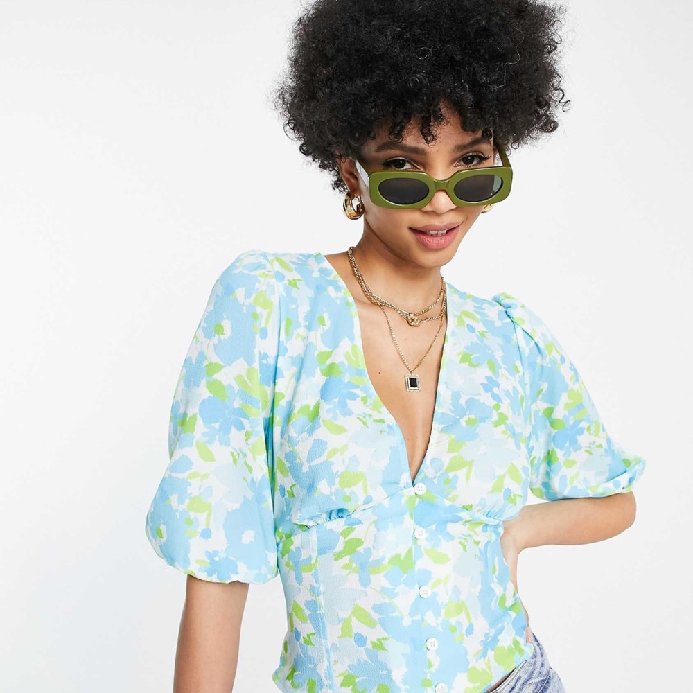 Floral Puff Sleeve Blouse